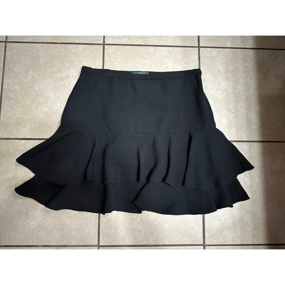 Ralph Lauren Neutral Black Tiered Skirt Women 8 Minimalist Preppy Whimsigoth - Picture 1 of 9